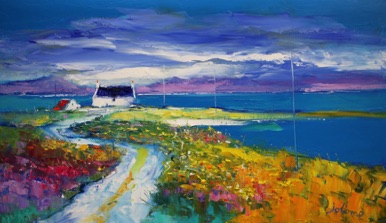 Croft surrounded by the sea North Uist 20x34